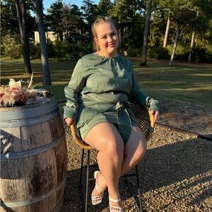 Pretty garden satin, sage green dress worn once